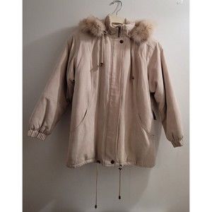 BROMLEY SPORT Thermolite Fox Fur Removable Hood Jacket sz Petite Med. Beige EUC